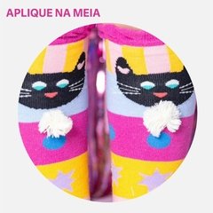 Meia Gato de Gravata (com aplique de pompom) - CANTAROLA