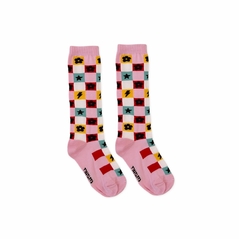 Meia Quadriculada Amarelinha Rosa na internet