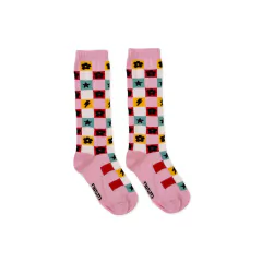 Meia Quadriculada Amarelinha Rosa na internet