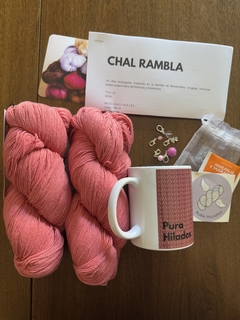 Kit de tejido - Chal Rambla color frambuesa