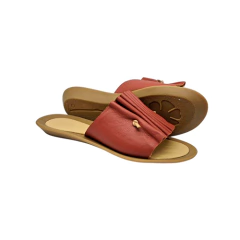 Flat Plissada. Couro lumi telha. Solado TR - sustentável. Ref. 002.1807. SOB ENCOMENDA na internet