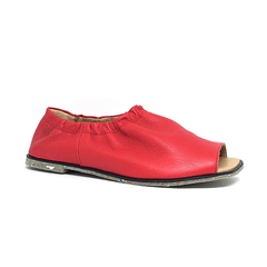 Pantufinha, couro soft tomate, sola borracha reciclada, ref. 003.703. ÚLTIMOS PARES 35