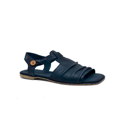 Sandália Enrugadinha, couro lumi preto, sola borracha reciclada, ref. 003.731. SOB ENCOMENDA
