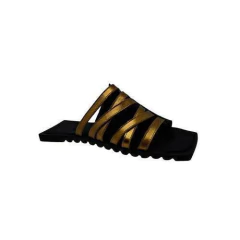 Flat, couro soft preto e metalizado ouro velho. Ref. 012.1801. SOB ENCOMENDA - comprar online