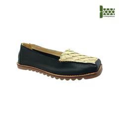 NEW Mocassim, couro pirarucu macadâmia e couro soft preto, sola TR natural. Ref. 017.1108. SOB ENCOMENDA