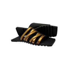 Flat, couro soft preto e metalizado ouro velho. Ref. 012.1801. SOB ENCOMENDA na internet