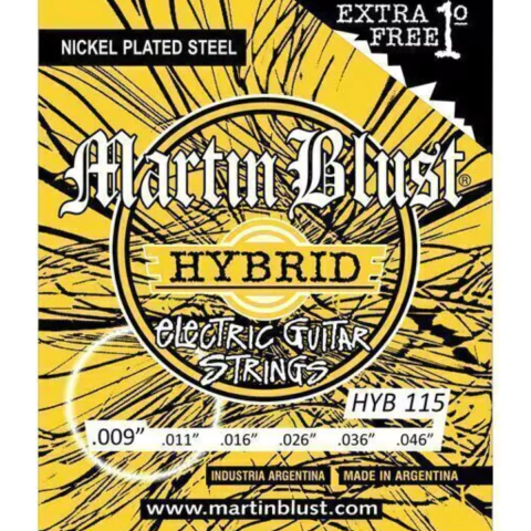 Encordado para guitarra eléctrica híbrido Martin Blust HYB115, calibre Hybrid .009" a .046" - comprar online