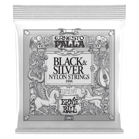 Cuerdas Ernie Ball 2406 de nylon para guitarra clásica Ernesto Palla, color negro y plateado - comprar online