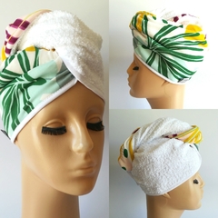 TURBANTE TROPICAL MARINA EN TOALLA DE ALGODÓN
