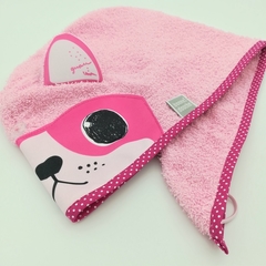 TURBANTE PERRITO ROSA EN TOALLA DE ALGODÓN - comprar online