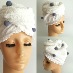 TURBANTE SUEÑA GRIS EN TOALLA DE ALGODÓN