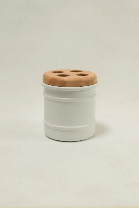 PORTA CEPILLOS BLANCO & MADERA - comprar online