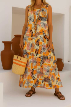 Vestido longo estampado