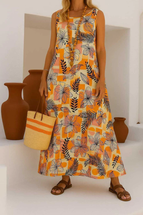 Vestido longo estampado