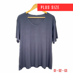 Kit com 3 Blusas Gola V Plus Size Viscolycra - natimel