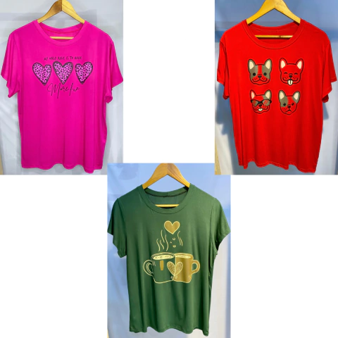 kit 3 Blusas Soltinhas Desenho
