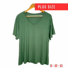 Kit com 3 Blusas Gola V Plus Size Viscolycra na internet