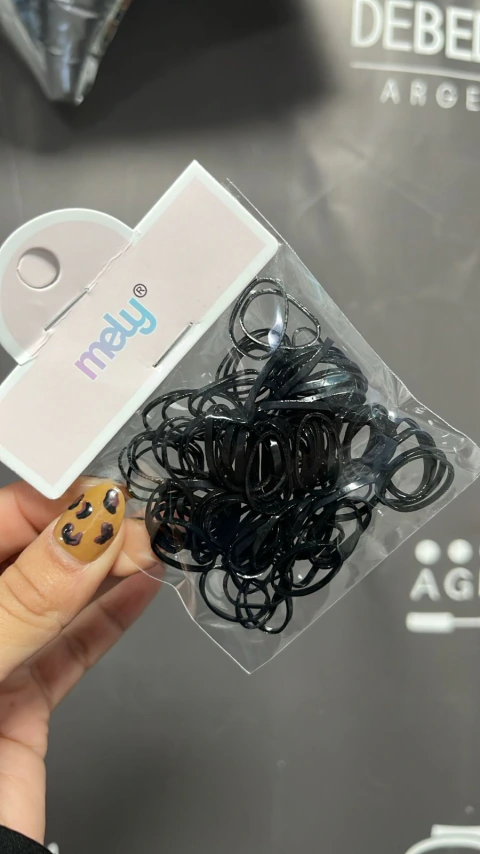 Gomitas / colitas elásticas de silicona para el cabello Mely negras