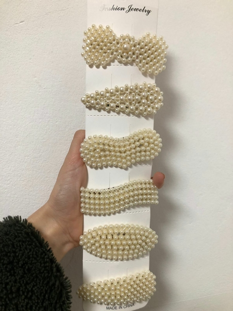 Hebilla para el pelo con perlas x 6 unidades - comprar online
