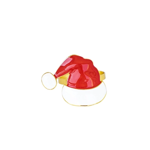 Porta guardanapo metal dourado gorro papai noel
