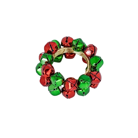 Porta guardanapo metal sinos verde e vermelho