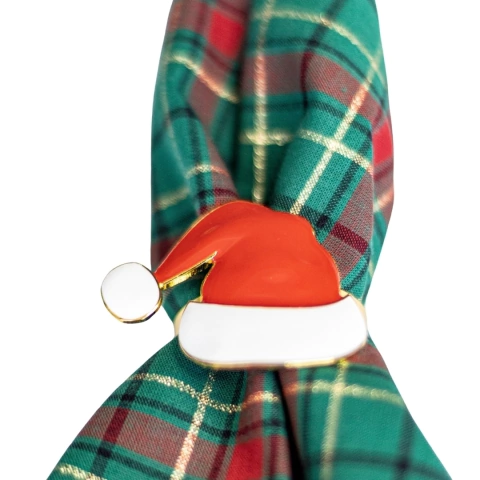 Porta guardanapo metal dourado gorro papai noel