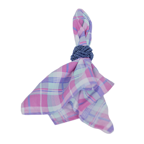 Guardanapo algodão xadrez rosa e azul