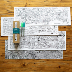 Pack Ciudades ilustradas - 4 láminas individuales para pintar - comprar online