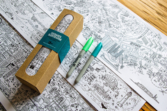 Pack Ciudades ilustradas - 4 láminas individuales para pintar en internet