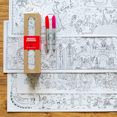 Pack Historias ilustradas Rojo - 4 láminas individuales para pintar