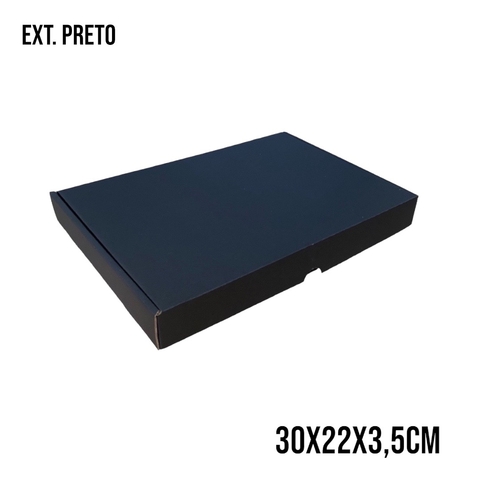 CAIXA DE PAPELÃO CORREIOS/SEDEX 30X22X3,5cm EXTERNO PRETO