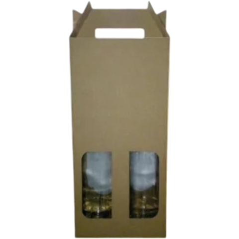 CAIXA DE PAPELÃO COM ALÇA P/ 2 VINHOS, CACHAÇAS, ESPUMANTES, 16X8X33cm - COD: TB 2V - comprar online