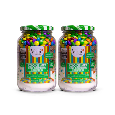 Kit com 2 Cookies Mix Chocolates Coloridos - SEM GLÚTEN - Vida Gourmet 470g