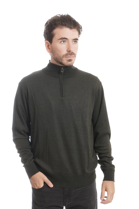 Sweater medio cierre colores melange MD58 Essentials - comprar online