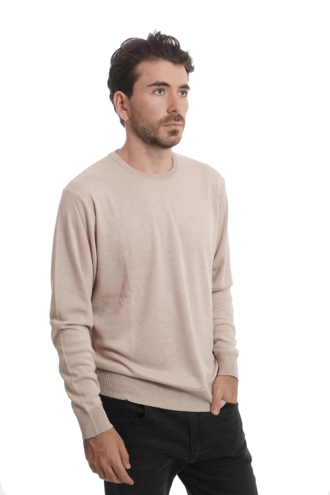 Sweater cuello redondo colores melange MD58 Essentials - tienda online