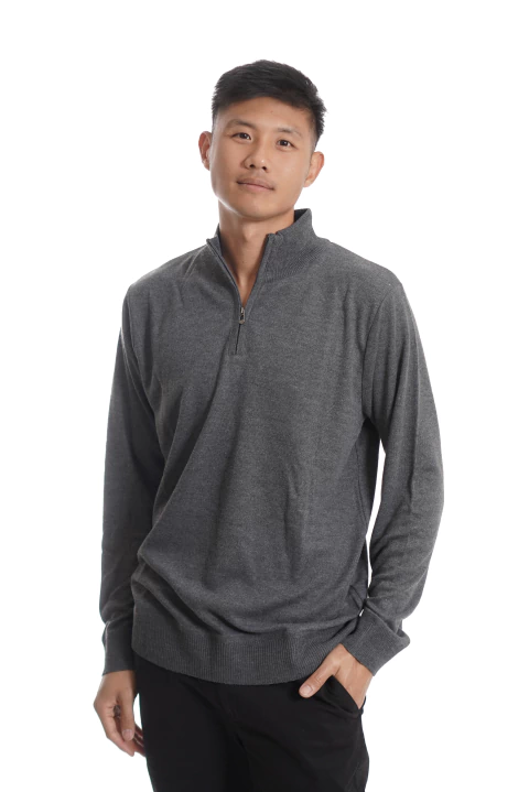 Sweater medio cierre colores melange MD58 Essentials - MD58