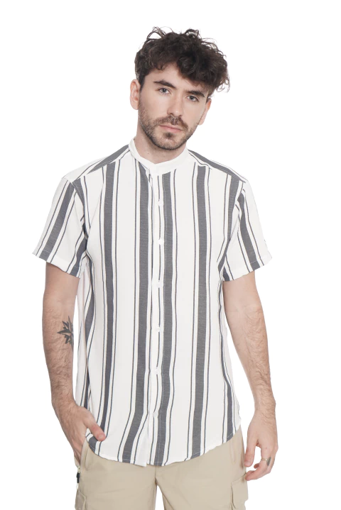 Camisa cuello mao manga corta Damp Brothers Distrikt en internet