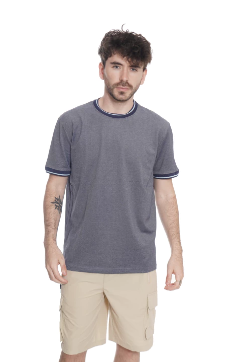 Remera de piqué con cuello y puño combinado art.5418 MD58 Structured - comprar online