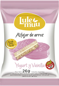 ALFAJOR DE ARROZ LULEMUU YOGURT VAINILLA/FRUTILLA (SIN TACC) - CAJA X 12 UNIDADES - - comprar online