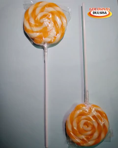 PALETAS DE COLOR NARANJAS Y BLANCAS PARA CANDY BAR - BOLSA X 15 UNIDADES -