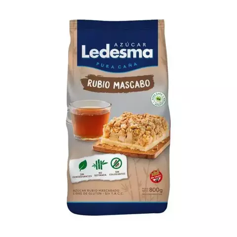 AZUCAR RUBIA MASCABO LEDESMA ( SIN TACC ) - PAQUETE X 800 GRAMOS -