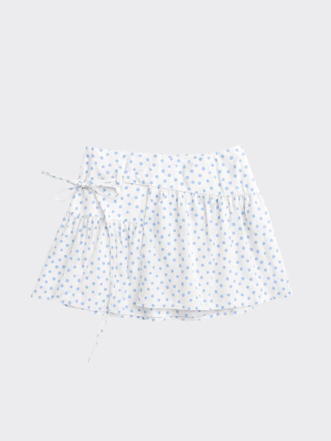 FALDA FRAGMENTO A LUNARES CELESTE - comprar online