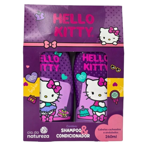 Kit Shampoo + Condicionador Cabelos Cacheados e Ondulados Hello Kitty Cia. da Natureza 260ml
