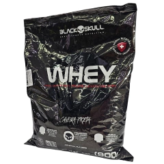 Whey em Pó Suplemento Alimentar de Proteína Sabor Morango Refil Black Skull 900g