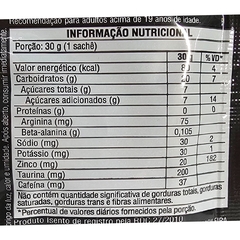 Informação nutricional do suplemento alimentar Xtreme Energy Gel sabor abacaxi com acerola, 30g.