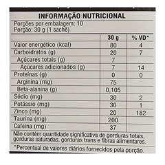 Informação nutricional do Kit 10 Xtreme Energy Gel Suplemento Alimentar Sabor Laranja com Acerola Black Skull 30g
