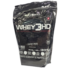 Whey em Pó Refil Concentrado + Isolado e Hidrolisado Sabor Morango 3 HD Black Skull 837g