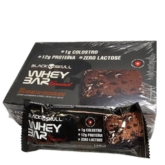 Kit 12 Whey Bar Barra de Proteínas Gourmet Sabor Brownie De Chocolate Black Skull 45g
