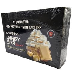 Kit 12 Whey Bar Barra de Proteínas Gourmet Sabor Ganache de Chocolate Branco Black Skull 45g