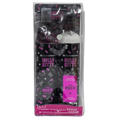 Kit Body Splash + Hidratante Corpo e Rosto Pink Rock Hello Kitty Vegano Cia. da Natureza
